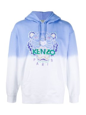 Kenzo Blue Dip Dye Tiger Oversize Hoodie
