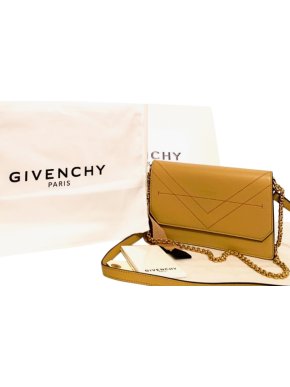Givenchy Beige Chain Strap Leather Crossbody Flap Bag