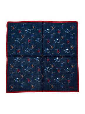 Drake's Navy Ski Wool & Silk Handkerchief