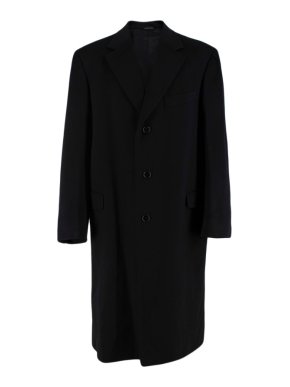 Canali Black Wool & Cashmere Single Breasted Coat
