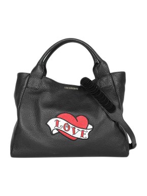Love Moschino Black Embroidered Patch Tote Bag