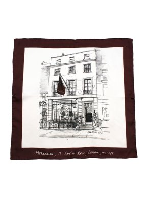 Huntsman Savile Row White/Claret Silk Pocket Square