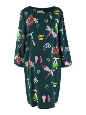 Mary Kantrantzou Symbol-print Silk-jersey Dress