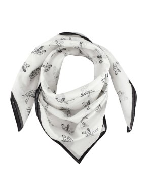 Drake's White & Navy Tennis Cotton Handkerchief