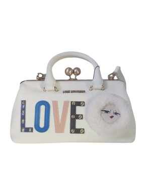 Love Moschino Ivory Patches Shoulder Bag