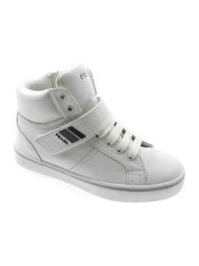 Prada White Lace-Up High Top Sneakers