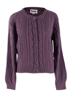 Rouje Mauve Mohair Blend Cable Knit Cardigan