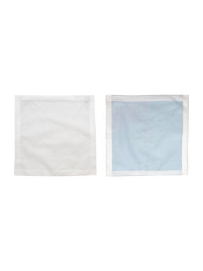 Anderson & Sheppard Set of 2 White & Blue Cotton Handkerchiefs