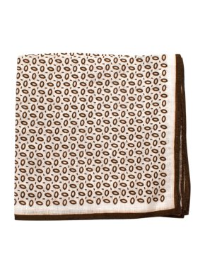 Fiorio Milano Brown and White Printed Pocket Square