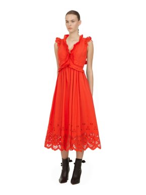 Self Portrait Cotton Broderie Sleeveless Midi Dress