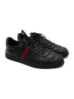 Gucci Web Stripe Black Low Top Sneakers