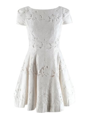 Tibi Ivory Jules Lace Cap Sleeve Mini Dress