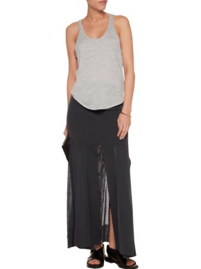 Soyer Black Split Stretch-knit Midi Skirt