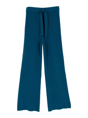 Live The Process Blue Knit Ribbed Trousers