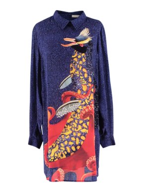 Mary Katrantzou Purple Graphic Print Long-sleeve Mini Dress