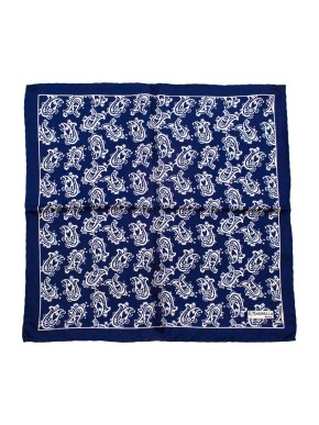E.Marinella Blue With White Paisley Print Handkerchief
