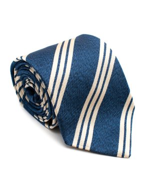 Drakes Blue & White Striped Tie