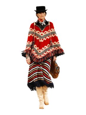 Chanel Paris/Dallas Runway Red & White Wool Poncho