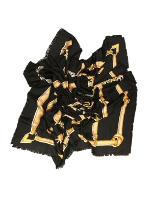 Louis Vuitton Black Silk & Wool Harness Scarf