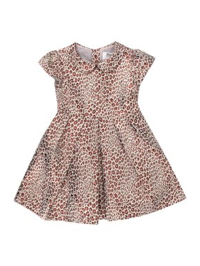 Bonpoint Leopard Print Lurex Pleated Dress