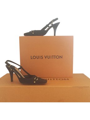 Louis Vuitton Blue Canvas Slingback Sandals