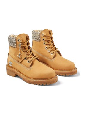 Jimmy Choo x Timberland Wheat Nubuck Boots with Crystal Collar