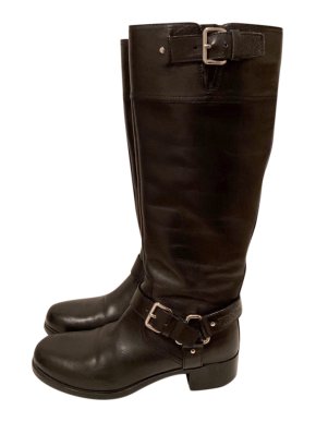 Prada black leather riding boots