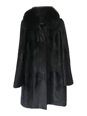 Joseph Silk Lined Goat & Fox Fur Coat