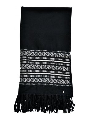 Saint Laurent black wool blend intarsia xl scarf