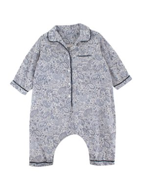 Caramel Blue Paisley Print Cotton Babygrow