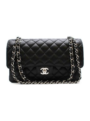 Chanel Black Caviar Calfskin Classic Double Flap Bag SHW