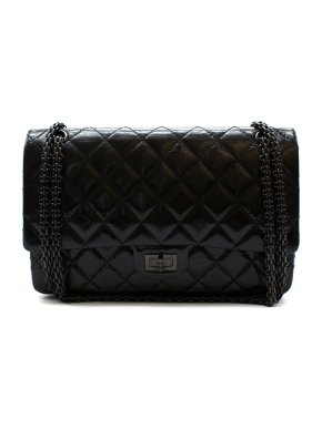 Chanel Black Aged Patent Calfskin So Black Large Reissue 2.55 Bag
