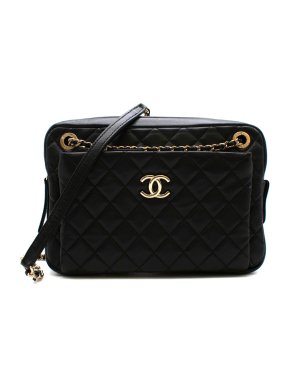 Chanel Black CC Lambskin Quilted Crossbody Bag