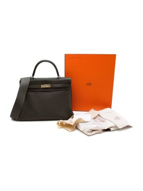 Hermes Etain Clemence Leather Retourne Kelly 35 PHW