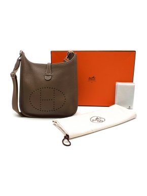 Hermes Etoupe Taurillon Clemence Leather Evelyne III 29 PHW