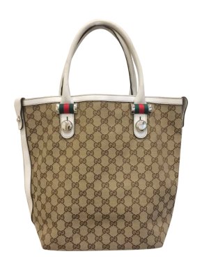 Gucci Supreme Monogram Canvas Leather Trimmed Tote