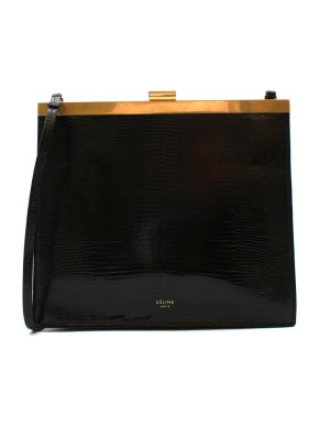Celine Black Lizard Mini Clasp Bag