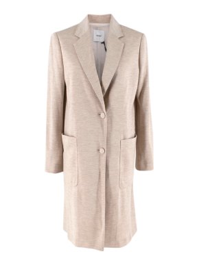 Agnona Beige Silk & Cashmere Blend Jersey Coat