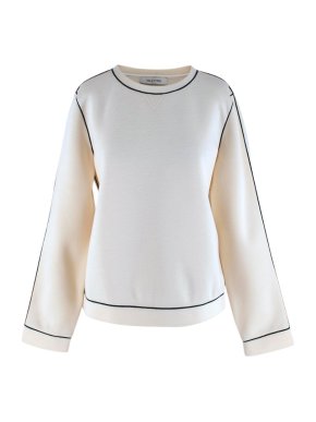 Valentino Beige Contrasting Piping Sweater