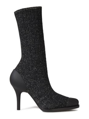 Chloe Black Glitter Knit Sock Boots