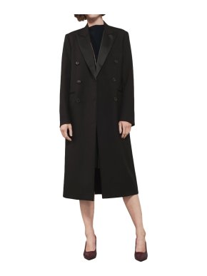 Victoria Beckham Black Wool & Mohair Blend Tailored Tuxedo Coat