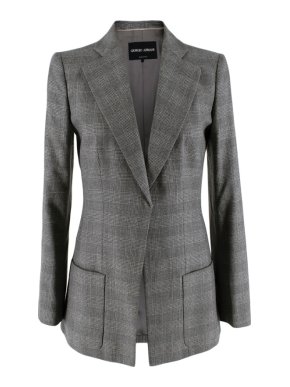 Giorgio Armani Grey Checkered Wool Single Breasted Tailored Jacket