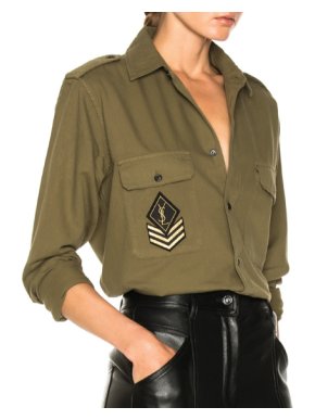 Saint Laurent Military Khaki Twill Shirt