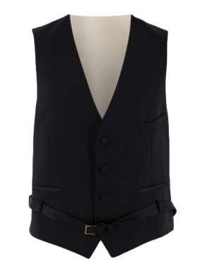 Gucci Black/Ivory Wool Belted Waistcoat