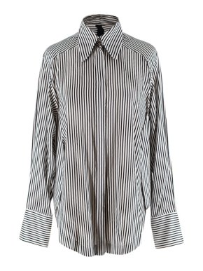 Petar Petrov Black & Ivory Striped Silk Blouse