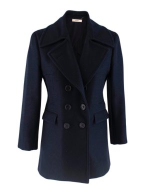 Celine Double Breasted Wool Navy Coat