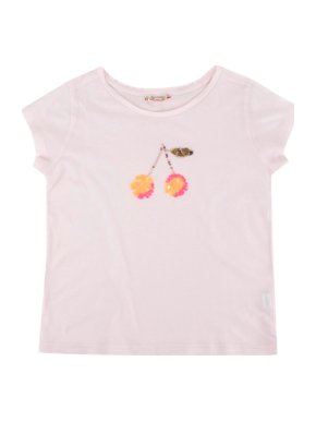 Bonpoint Pink Cotton Cherry Logo Sequin T-shirt