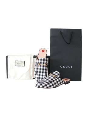 Gucci Gingham Print Princetown Mules