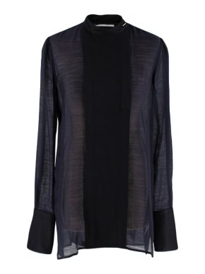 Rosetta Getty Black Sheer Long-sleeve Blouse