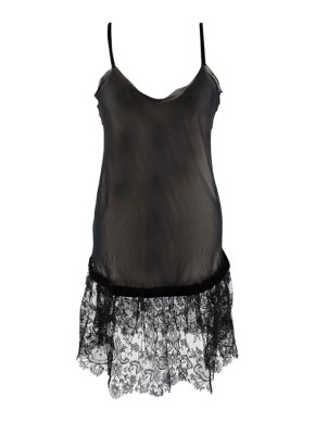 Myla Black Sheer Muslin Lace Trimmed Short Slip